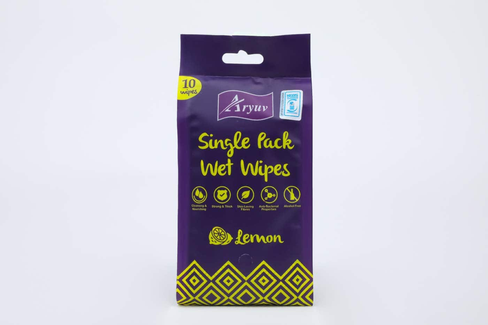 ARYUV SINGLE PACK WET TISSUES LEMON FRAGRANCE 10PC